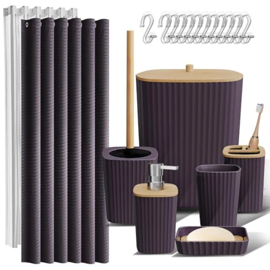 Bathroom Accessories Set - Bathroom Set, Bathroom Accessory Set, Shower Curtain Set, Toilet Brush, Trash Can and Soap Dispenser
Bathroom Accessories Set - Bathroom Set, Bathroom Accessory Set, Shower Curtain Set, Toilet Brush, Trash Can and Soap Dispenser