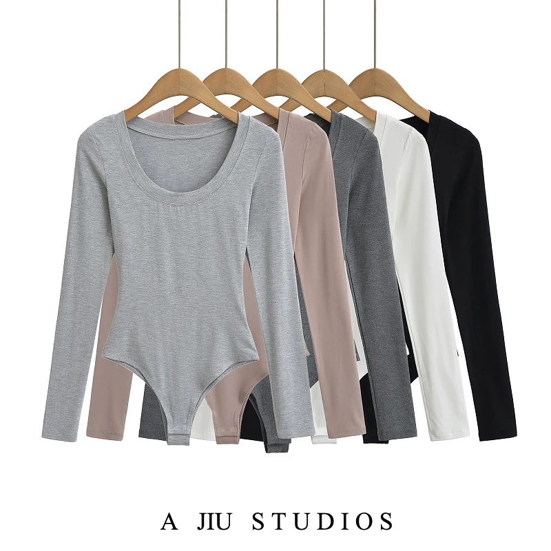 Sexy Long Sve U-Ne Bodycon T-irt Women's Elastic Slimming Base Layer irt High Waist ort Pants Ensemble 
Sexy Long Sve U-Ne Bodycon T-irt Women's Elastic Slimming Base Layer irt High Waist ort Pants Ensemble