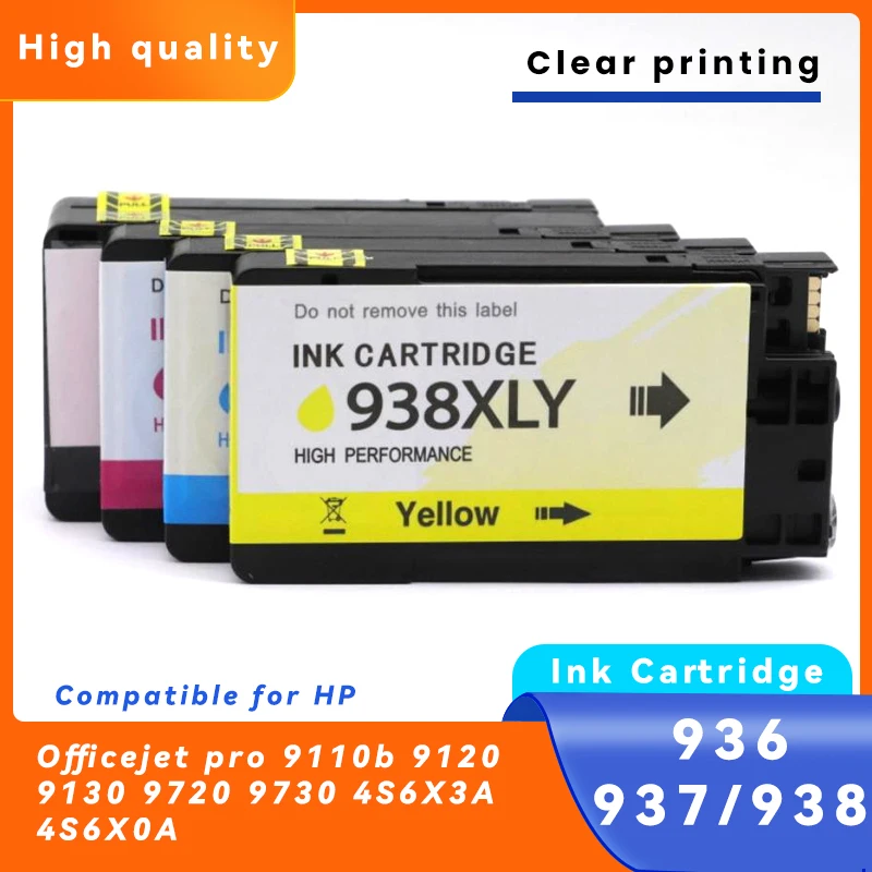 938XL Compatible ink cartridge for HP 9120 9110b 9130 9720 9730 4S6X3A 4S6X0A High-Yield Printer Cartridge 936XL 937 936
938XL Compatible ink cartridge for HP 9120 9110b 9130 9720 9730 4S6X3A 4S6X0A High-Yield Printer Cartridge 936XL 937 936