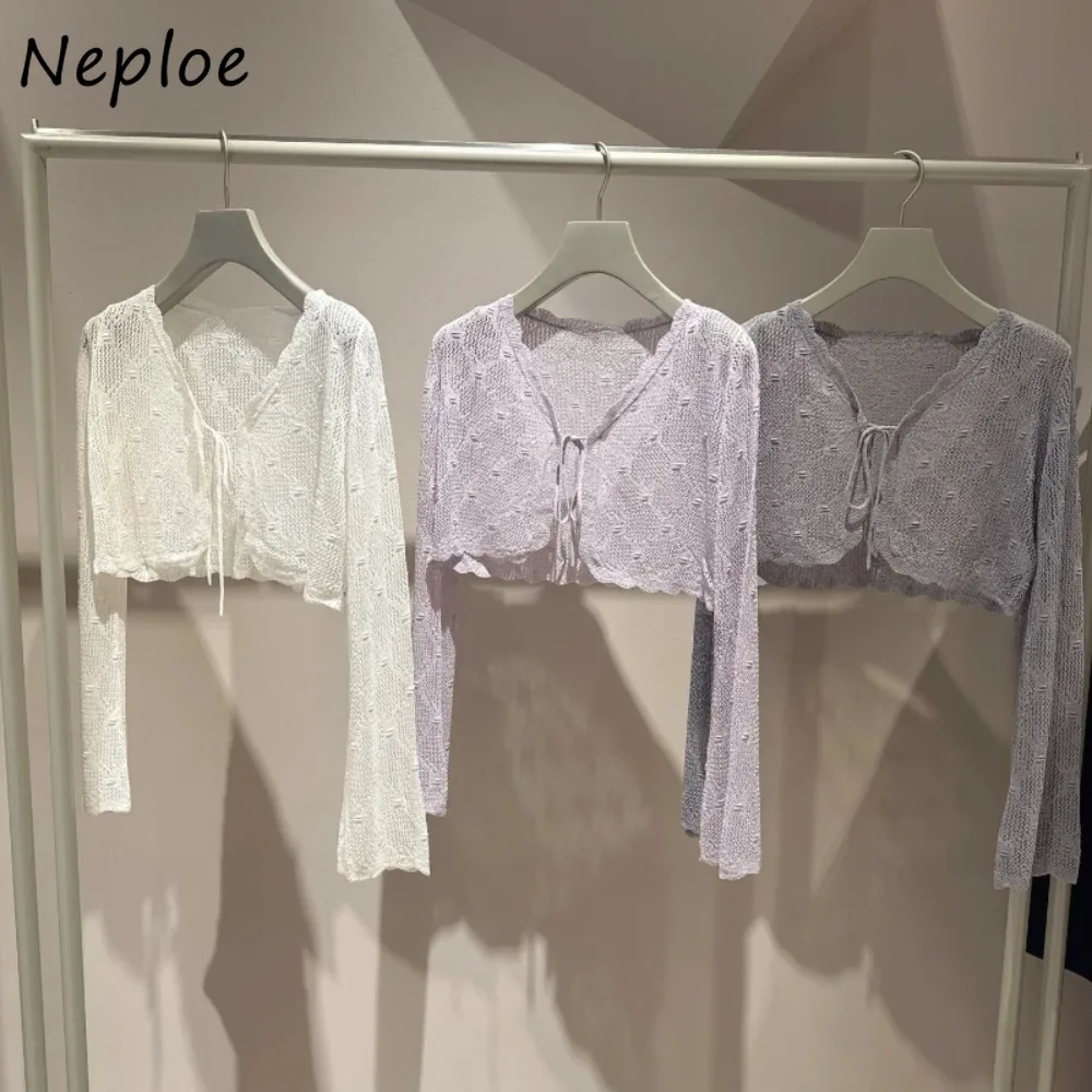 Neploe Elegant Office Lady New Sweet Cardigan Hollow Out Crochet Sunscreen Lace Up Jumper Japan All-match Short Casual Sweater
Neploe Elegant Office Lady New Sweet Cardigan Hollow Out Crochet Sunscreen Lace Up Jumper Japan All-match Short Casual Sweater