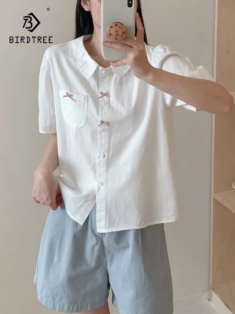 New 2025 Summer Cotton Short Sleeve Shirt, Women Turn-down Collar Bow Patchwork, Mori Girl Sweet Casual Loose Blouse T54039CC
New 2025 Summer Cotton Short Sleeve Shirt, Women Turn-down Collar Bow Patchwork, Mori Girl Sweet Casual Loose Blouse T54039CC