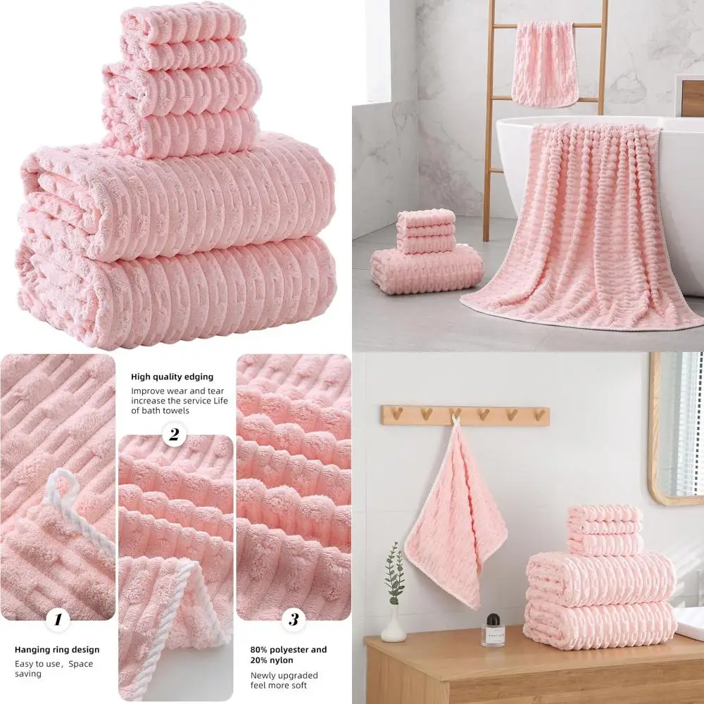 Set of 6 Extra Large Soft & Quick Dry Bath Sheets for Adults, 40x80 Inches, Lint-Free, Absorbent Striped Microfiber Towels in Pi
Set of 6 Extra Large Soft & Quick Dry Bath Sheets for Adults, 40x80 Inches, Lint-Free, Absorbent Striped Microfiber Towels in Pi