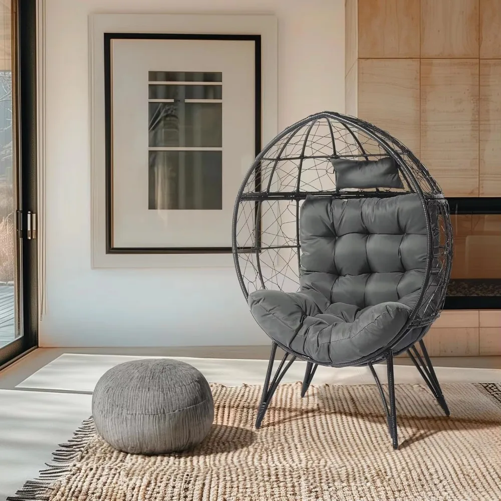 Wicker Egg Chair w/ Stand & Cushions - Oversized Indoor Outdoor Lounger for Patio, Porch, Backyard, Living Room, Balcony (Black)
Wicker Egg Chair w/ Stand & Cushions - Oversized Indoor Outdoor Lounger for Patio, Porch, Backyard, Living Room, Balcony (Black)