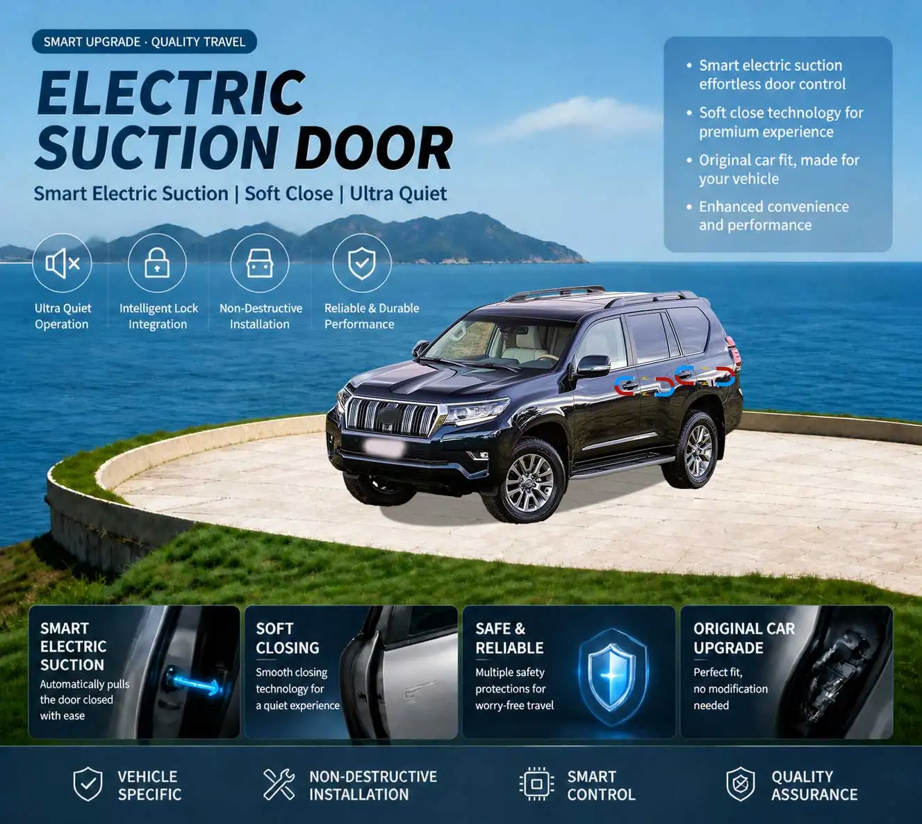 Car-Specific Auto Soft Close Door & Electric Tailgate Modification Kit for Toyota Land Cruiser Prado 4th Gen J150 2018-2023
Car-Specific Auto Soft Close Door & Electric Tailgate Modification Kit for Toyota Land Cruiser Prado 4th Gen J150 2018-2023