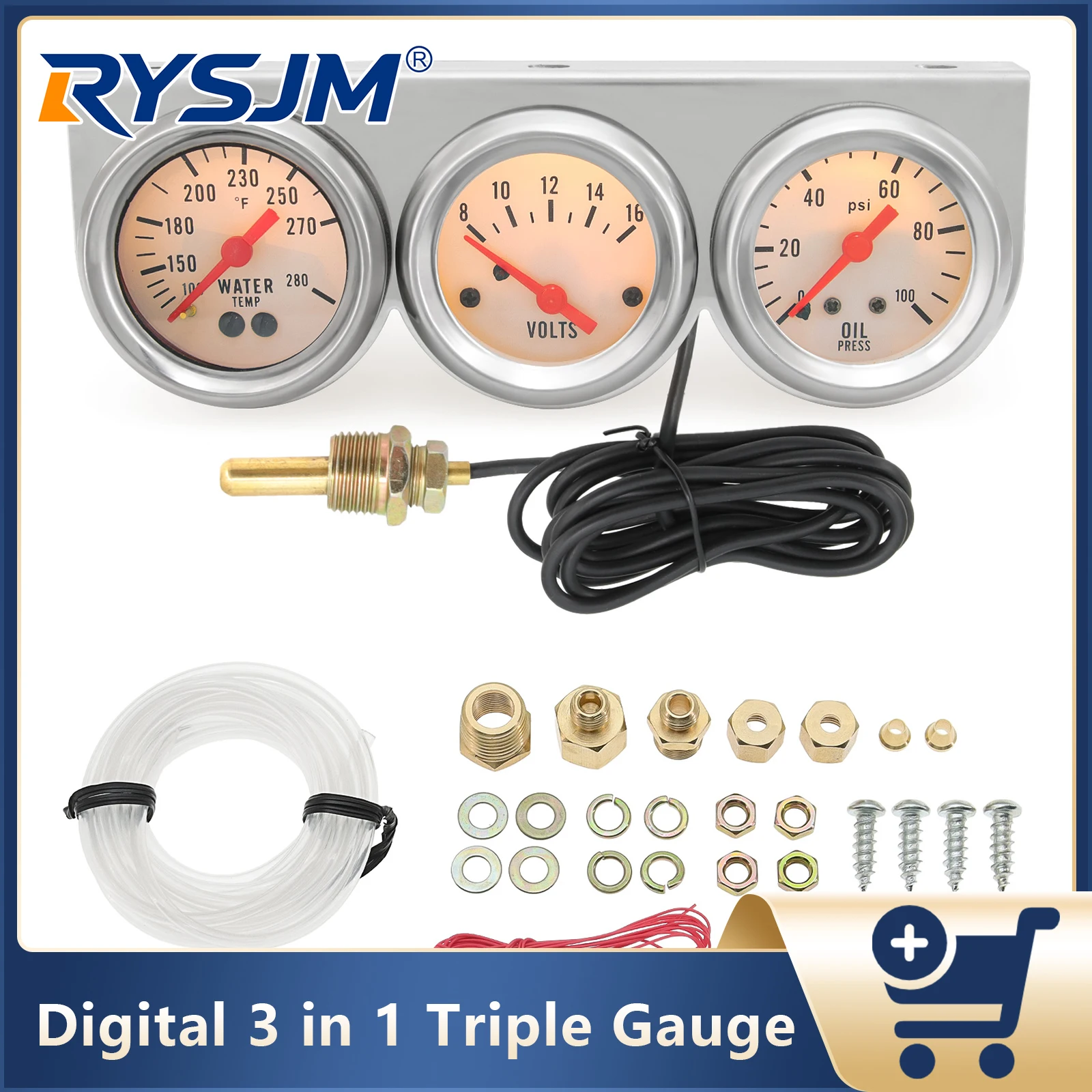 3 in 1 Triple Gauge Kit Water Temp Gauge Oil Pressure Meter Voltage With LED Light Gauge Set For Car Auto Vehicle Accessories
3 in 1 Triple Gauge Kit Water Temp Gauge Oil Pressure Meter Voltage With LED Light Gauge Set For Car Auto Vehicle Accessories