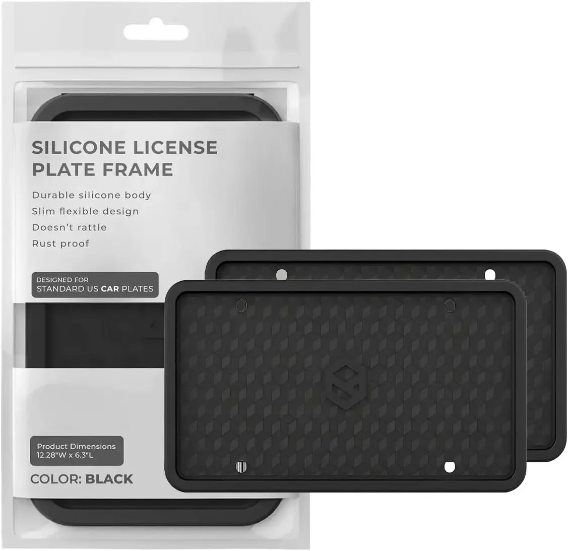 Silicone License Plate Frame 2 Pack - Rust-Proof & Rattle-Proof Holder for Front or Rear with Drainage Holes, Universal Fit
Silicone License Plate Frame 2 Pack - Rust-Proof & Rattle-Proof Holder for Front or Rear with Drainage Holes, Universal Fit