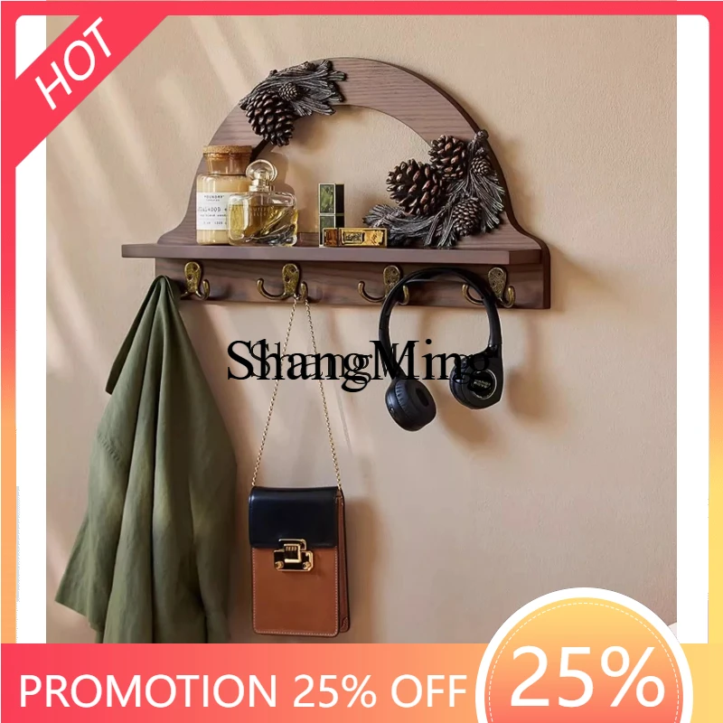 SM modern home creative coat rack rural entrance wooden shelf hook wall hanging
SM modern home creative coat rack rural entrance wooden shelf hook wall hanging
