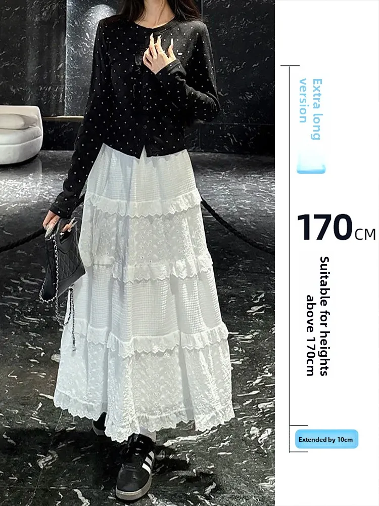 Loose Feeling Long Version Cake Skirt with Lace Splicing Hollow out Design for Women Early Spring High Waist A-Line Skirt
Loose Feeling Long Version Cake Skirt with Lace Splicing Hollow out Design for Women Early Spring High Waist A-Line Skirt