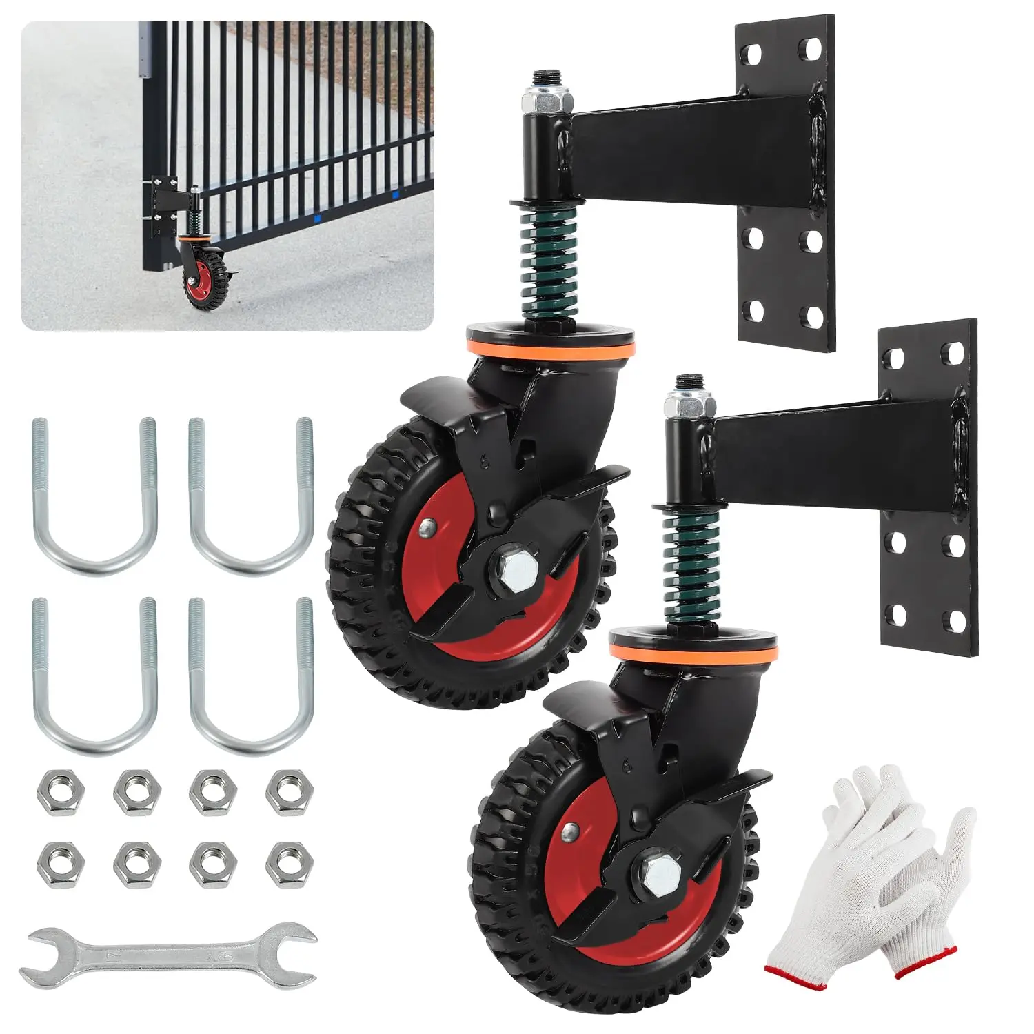 2 Pack Gate Wheel 6inch Fence Gate Wheels with Brake, for Metal Tube/Wooden Gate 360 Degree Rotation Spring Loaded 500Lb
2 Pack Gate Wheel 6inch Fence Gate Wheels with Brake, for Metal Tube/Wooden Gate 360 Degree Rotation Spring Loaded 500Lb