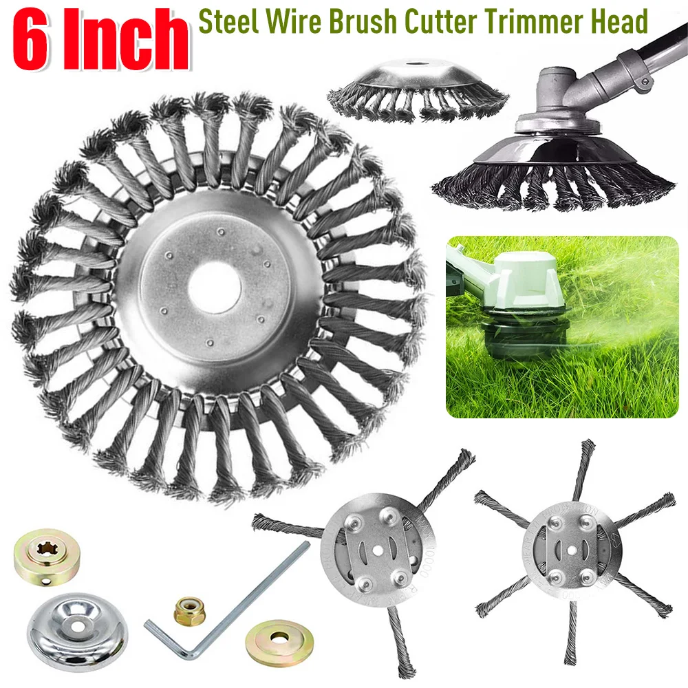 6 Inch Weed Brush Cutter Head Lawn Mower Universal Grass Trimmer Head Steel Wire Wheel Brush Disc Garden Trimmer Heads
6 Inch Weed Brush Cutter Head Lawn Mower Universal Grass Trimmer Head Steel Wire Wheel Brush Disc Garden Trimmer Heads