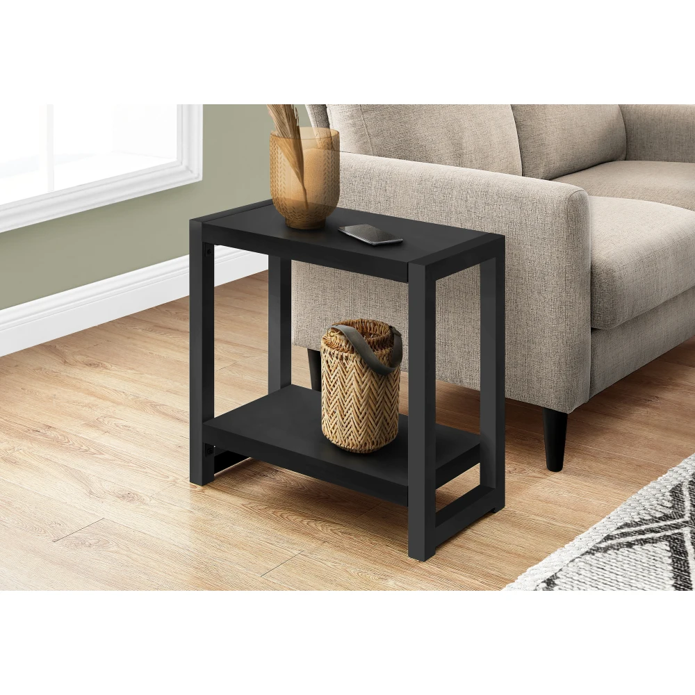 Black Laminate Modern 2-Tier Accent Table Narrow Side End Table for Living Room Bedroom Contemporary Furniture
Black Laminate Modern 2-Tier Accent Table Narrow Side End Table for Living Room Bedroom Contemporary Furniture