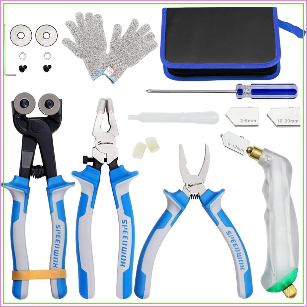 20PCS Heavy Duty Glass Nippers with Replacement Cutting Wheel, Glass Running Pliers Breaker Grozer Set, Cut Resistant Gloves, Leather Zipper Bag
20PCS Heavy Duty Glass Nippers with Replacement Cutting Wheel, Glass Running Pliers Breaker Grozer Set, Cut Resistant Gloves, Leather Zipper Bag