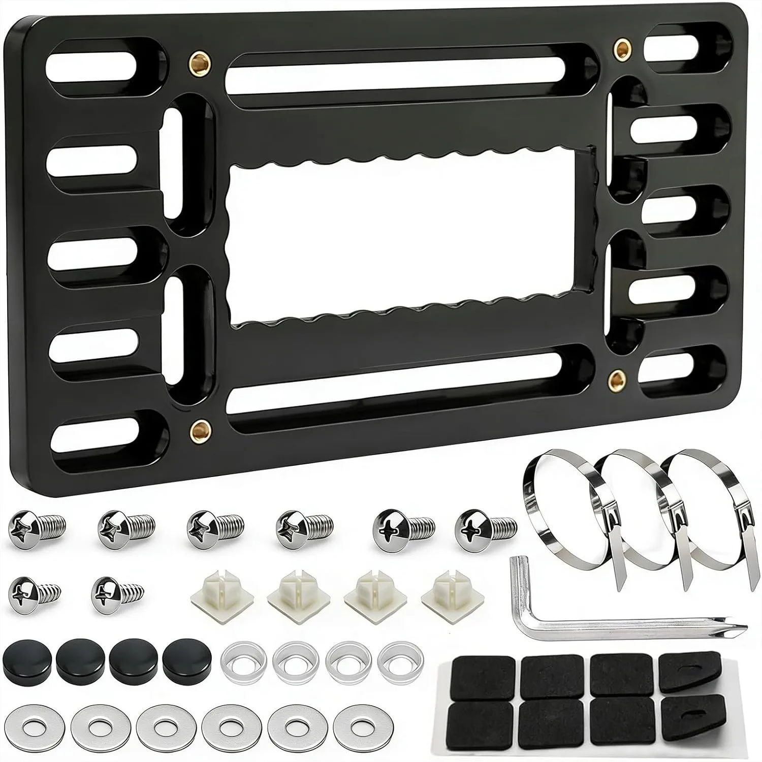 Front License Plate Bracket Holder No Drill Universal Bumper Car Tag Frame Mounting Kit with Stainless Steel Screws and Cable
Front License Plate Bracket Holder No Drill Universal Bumper Car Tag Frame Mounting Kit with Stainless Steel Screws and Cable