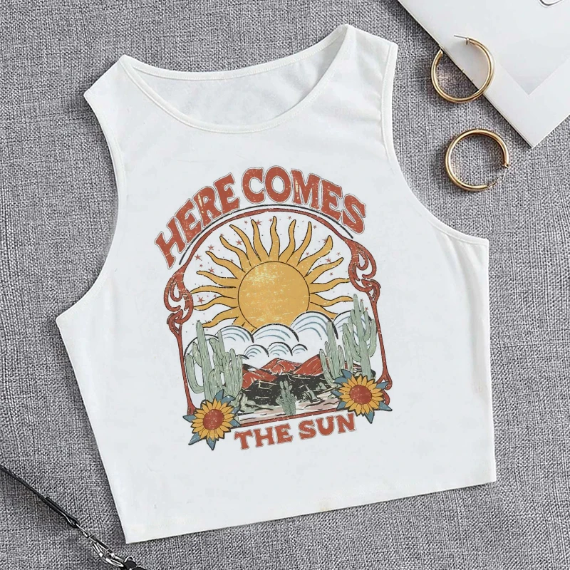 Cropped HERE COMES THE SUN Graphic Crop Tank Top Vest for Women Y2K Retro Geometric Sun & Floral Print Sleeveless Casual Top
Cropped HERE COMES THE SUN Graphic Crop Tank Top Vest for Women Y2K Retro Geometric Sun & Floral Print Sleeveless Casual Top