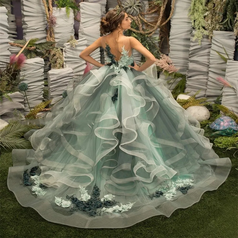 Green Elegant Flower Girl Dresses Fluffy Wedding Party Appliques Beads Flowers Princess Birthday Pageant First Communion Gift
Green Elegant Flower Girl Dresses Fluffy Wedding Party Appliques Beads Flowers Princess Birthday Pageant First Communion Gift