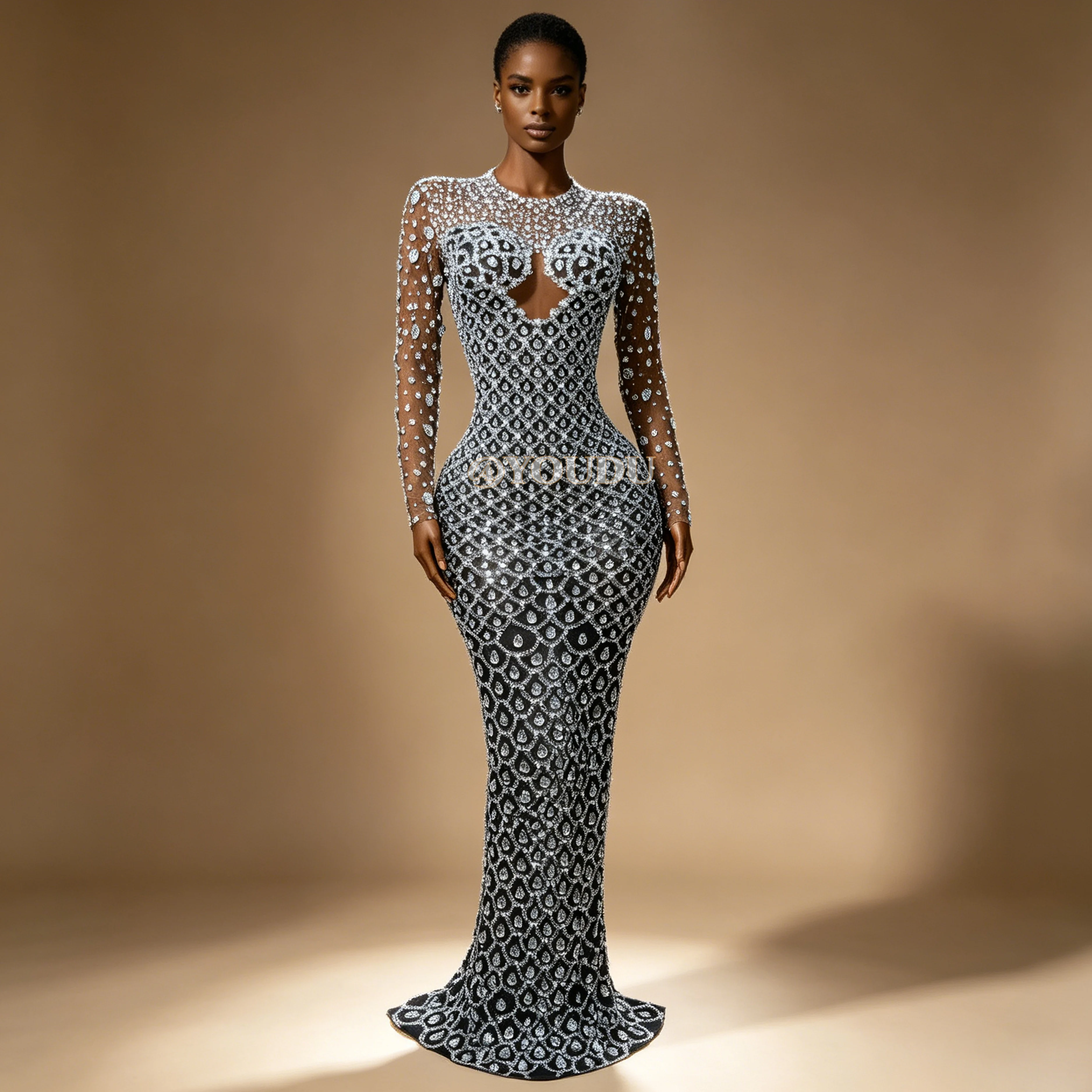 Luxury Blingbling Rhinestones Trim fit Long sleeves Sexy Mesh Dress Women Evening Prom Gown Red carpet Elegant Outfit Yuquan
Luxury Blingbling Rhinestones Trim fit Long sleeves Sexy Mesh Dress Women Evening Prom Gown Red carpet Elegant Outfit Yuquan