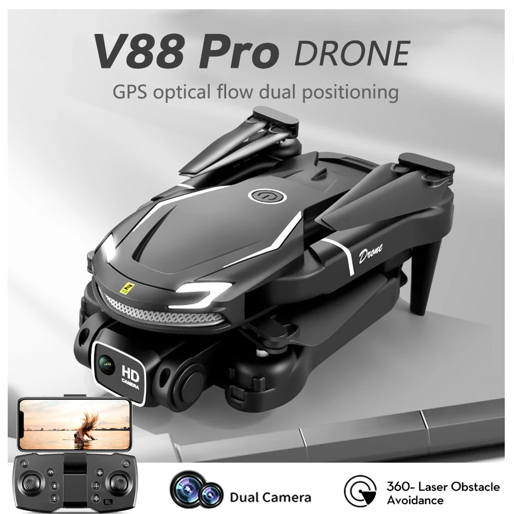 V88 Drone WIFI FPV Brushless Motor Optical flow localization 360° Laser Obstacle Avoidance 4K HD Dual Camera RC Quadcopter Toys
V88 Drone WIFI FPV Brushless Motor Optical flow localization 360° Laser Obstacle Avoidance 4K HD Dual Camera RC Quadcopter Toys