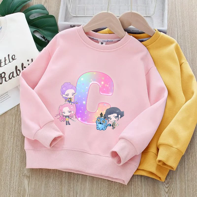 KPop Demon Hunters Girl Sweatshirt Cartoon Letter A-Z Printed Birthday Tops Casual Sports Sweatshirts Children Party Clothing 
KPop Demon Hunters Girl Sweatshirt Cartoon Letter A-Z Printed Birthday Tops Casual Sports Sweatshirts Children Party Clothing