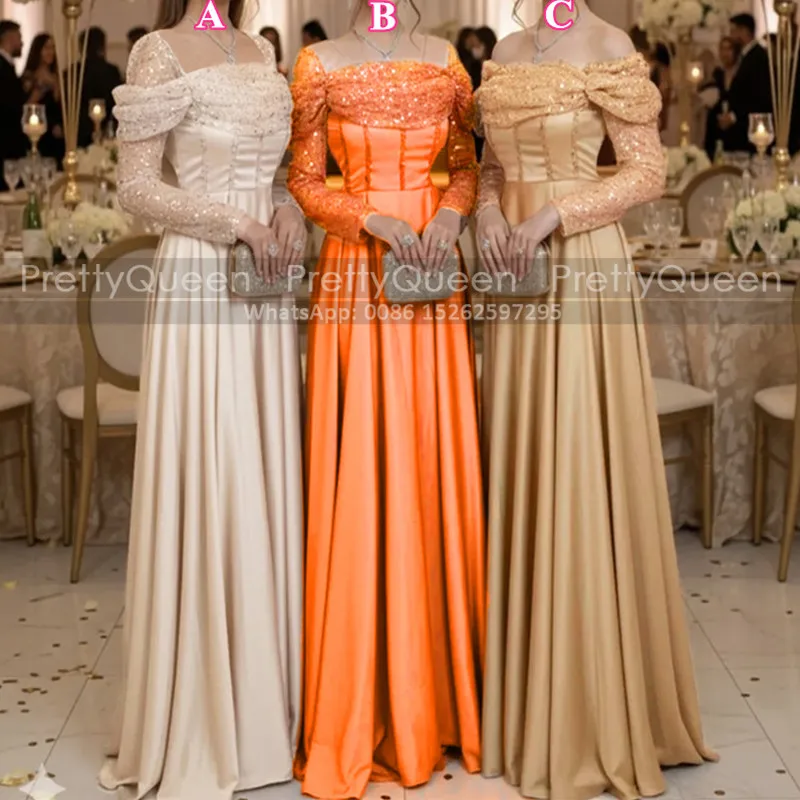 Bling Sequins Bridesmaid Dresses With Long Sleeves Square Neck Customized Pleat A Line Wedding Party Dress
Bling Sequins Bridesmaid Dresses With Long Sleeves Square Neck Customized Pleat A Line Wedding Party Dress