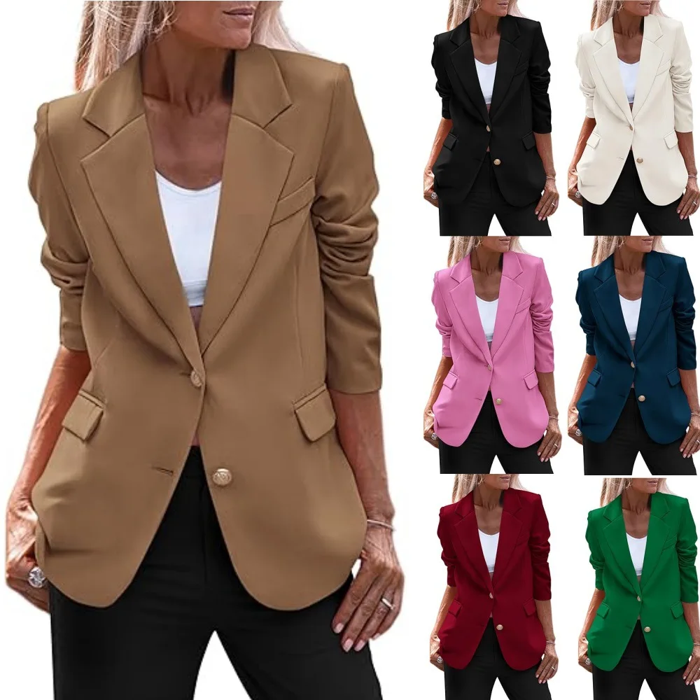 Women's Blazer Autumn Winter Lapel Single-breasted Long-sleeved Pocket Slim Solid Color Suit Jacket New Office Lady
Women's Blazer Autumn Winter Lapel Single-breasted Long-sleeved Pocket Slim Solid Color Suit Jacket New Office Lady