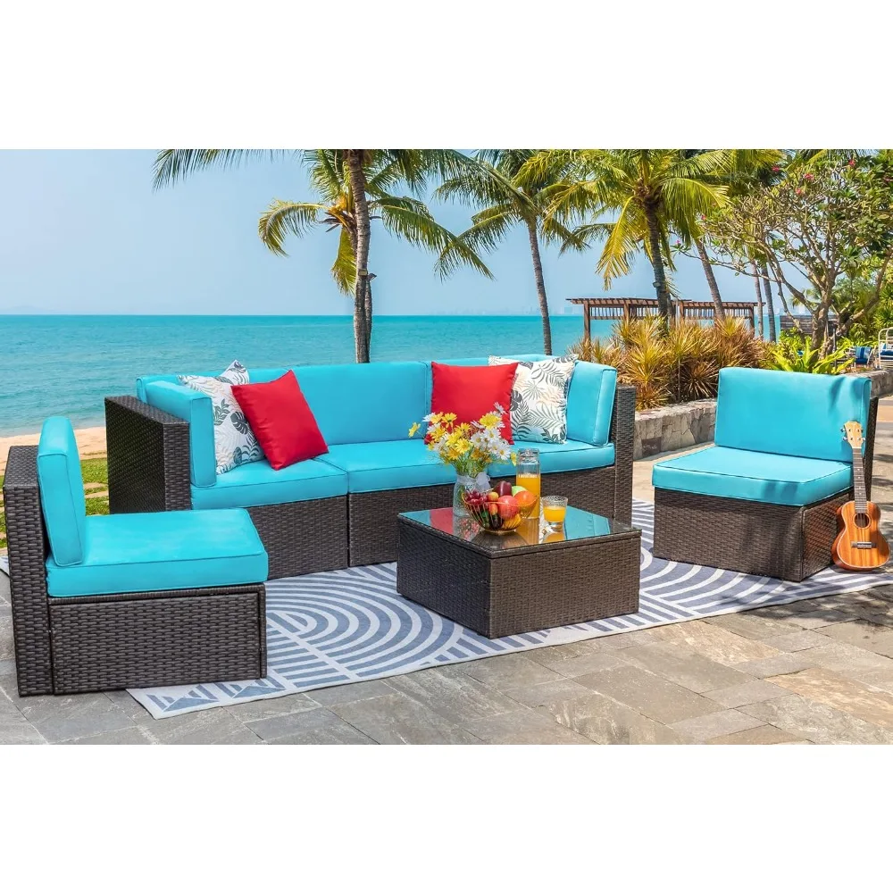 6 Piece Small Patio Furniture Sets, Outdoor Sectional Sofa All Weather PE Wicker Patio Sofa Couch Garden Backyard Conversation
6 Piece Small Patio Furniture Sets, Outdoor Sectional Sofa All Weather PE Wicker Patio Sofa Couch Garden Backyard Conversation