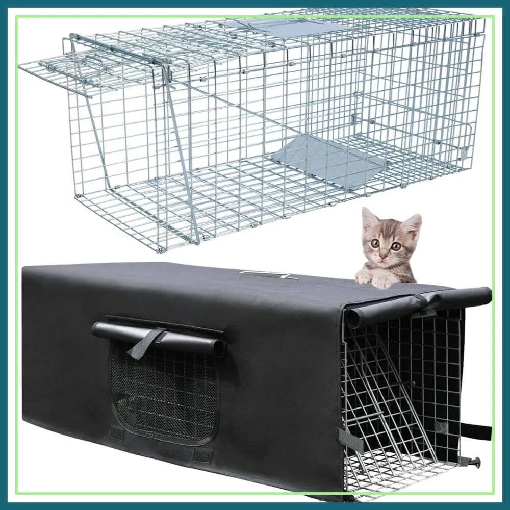 Live Animal Trap Cage with Cover, Folding Cat Trap for Stray Cats, Raccoon, Rabbit, Skunks, Squirrels, Mouse (32x10x12 Inches)
Live Animal Trap Cage with Cover, Folding Cat Trap for Stray Cats, Raccoon, Rabbit, Skunks, Squirrels, Mouse (32x10x12 Inches)