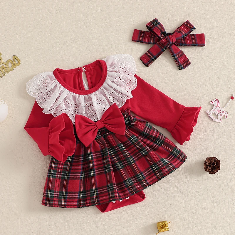 Toddler Girls Winter Holiday Outfit Cute Long Sleeve Lace Patchwork Plaid Romper Dress with Matching Headband Set for
Toddler Girls Winter Holiday Outfit Cute Long Sleeve Lace Patchwork Plaid Romper Dress with Matching Headband Set for