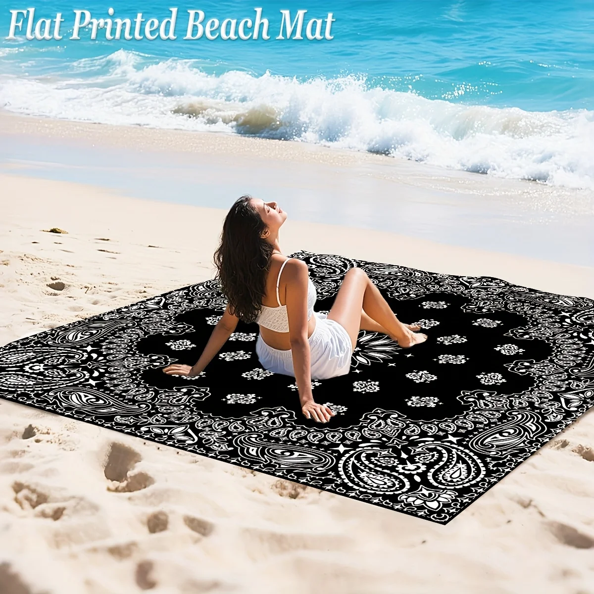 VIKAMA Black-Based Cashew Flower Beach Blanket Vintage Sand-Proof Beach Mat Outdoor Camping Moisture-Proof Mat
VIKAMA Black-Based Cashew Flower Beach Blanket Vintage Sand-Proof Beach Mat Outdoor Camping Moisture-Proof Mat