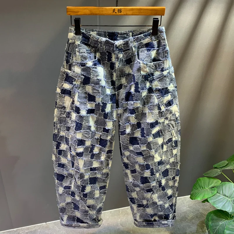 New Trendy Brand Loose Blue Personalized Splicing Checkered Jeans For Men High Street Handsome Casual Wide Leg Straight Pants
New Trendy Brand Loose Blue Personalized Splicing Checkered Jeans For Men High Street Handsome Casual Wide Leg Straight Pants