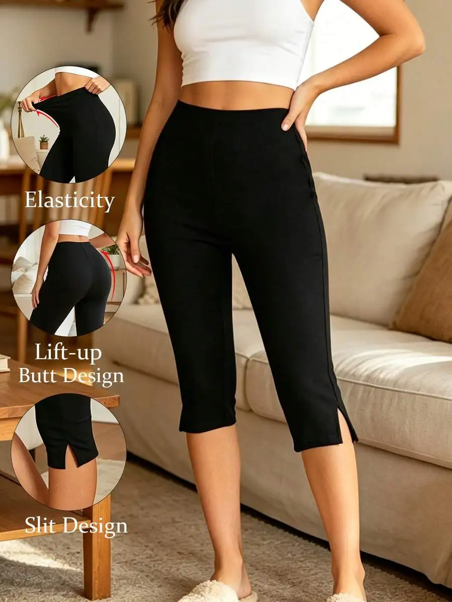Womens Solid Color Split Hem 7/8 Leggings Comfortable Breathable Summer Casual Shorts
Womens Solid Color Split Hem 7/8 Leggings Comfortable Breathable Summer Casual Shorts
