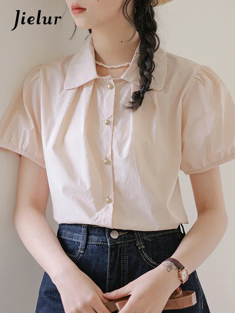 Jielur Pure Color Chic Single Breasted Women Shirts Korean Style Puff Sleeve Turn-Down Collar Casual Office Lady Simple Workwear
Jielur Pure Color Chic Single Breasted Women Shirts Korean Style Puff Sleeve Turn-Down Collar Casual Office Lady Simple Workwear