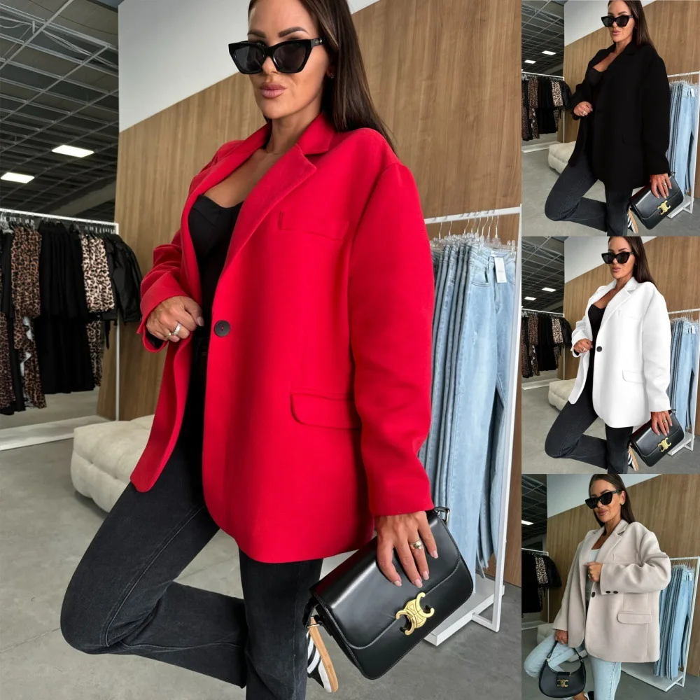 Women's Temperament Suit Jacket Autumn Solid Color Lapel Long Sleeved Button Pocket Fashion Commuting Woolen Suit Jackets
Women's Temperament Suit Jacket Autumn Solid Color Lapel Long Sleeved Button Pocket Fashion Commuting Woolen Suit Jackets