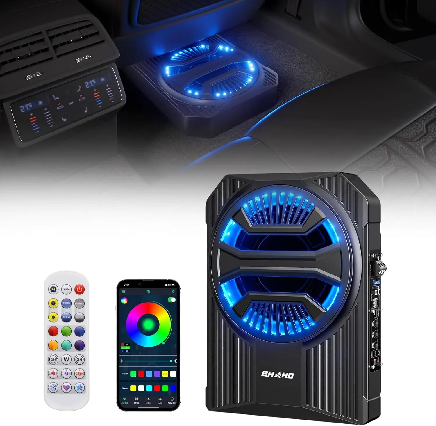 10" 1600W Slim Under Seat Car Subwoofer with Amp, Class D MOSFET Amp & RGB Light, APP/Remote Control, Music Sync Bass & Rainbow
10" 1600W Slim Under Seat Car Subwoofer with Amp, Class D MOSFET Amp & RGB Light, APP/Remote Control, Music Sync Bass & Rainbow