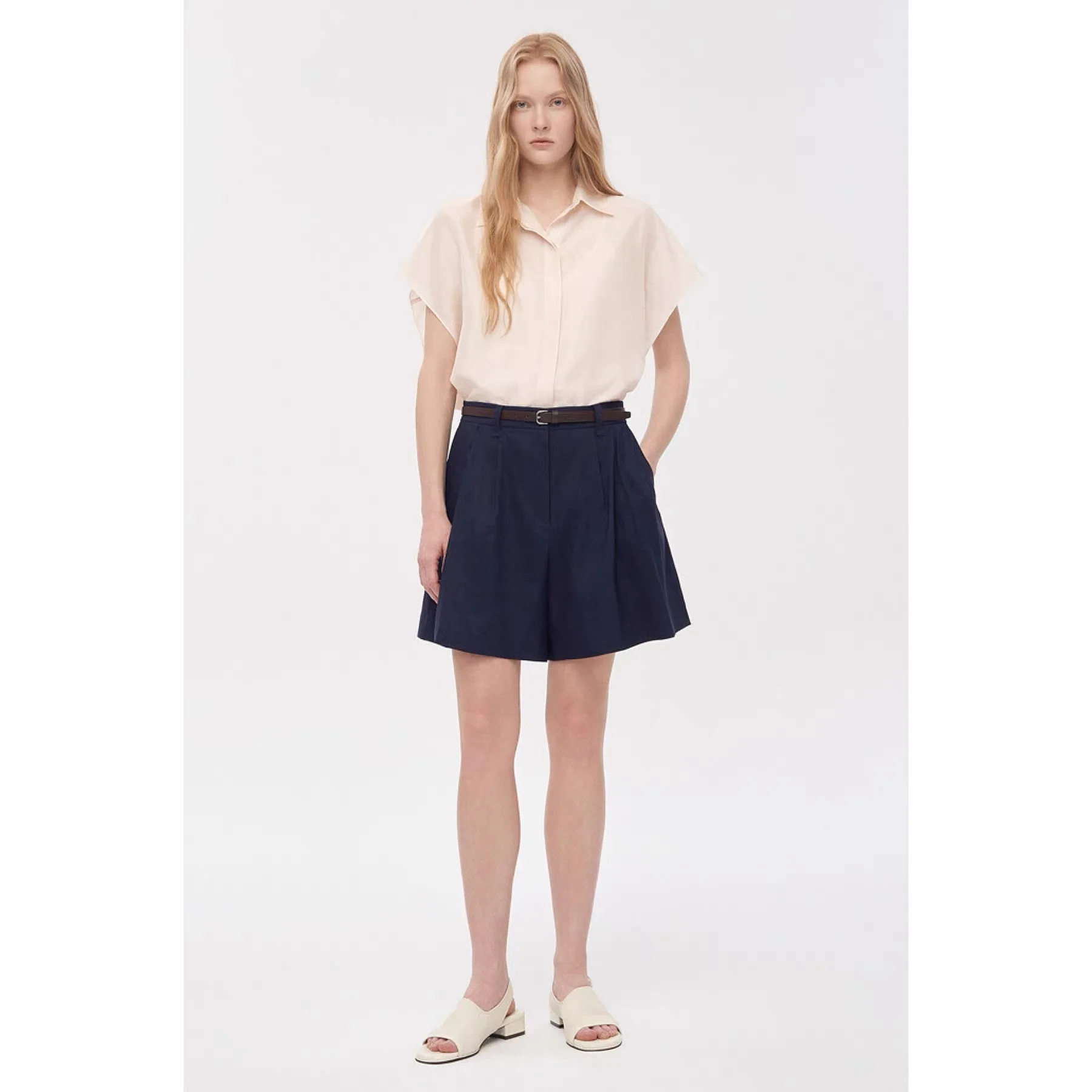 High Waist Pleated Commuter Casual Lemon Cheese Short Pants with Same Color Leather Belt TIM26 Summer Leisure Fashion
High Waist Pleated Commuter Casual Lemon Cheese Short Pants with Same Color Leather Belt TIM26 Summer Leisure Fashion
