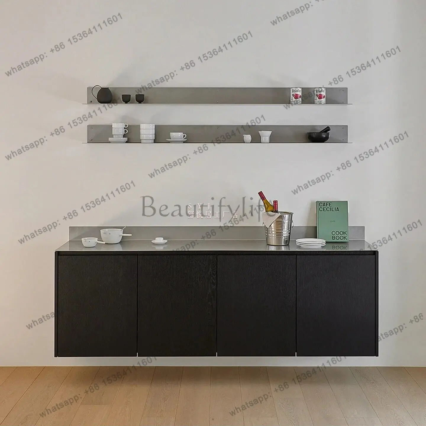 Stainless steel light luxury style wall mounted storage cabinet display sideboard
Stainless steel light luxury style wall mounted storage cabinet display sideboard