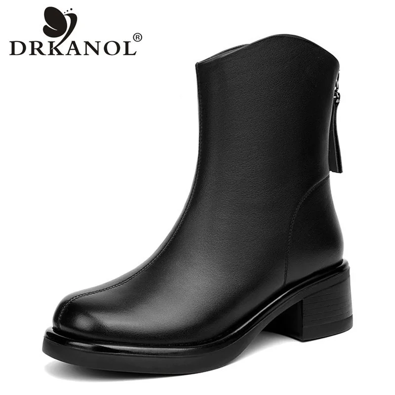 DRKANOL Elegant Solid Color Women Boots Winter 100% Natural Wool Cowhide Back Zipper Trend Casual Warm Short Ankle Boots Lady
DRKANOL Elegant Solid Color Women Boots Winter 100% Natural Wool Cowhide Back Zipper Trend Casual Warm Short Ankle Boots Lady