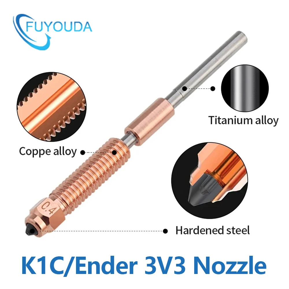 For Creality K1C Nozzle All-in-one Hardened Steel Nozzles High Flow Upgraded K1C For Ender-3 V3 3d printer K1C Nozzle
For Creality K1C Nozzle All-in-one Hardened Steel Nozzles High Flow Upgraded K1C For Ender-3 V3 3d printer K1C Nozzle
