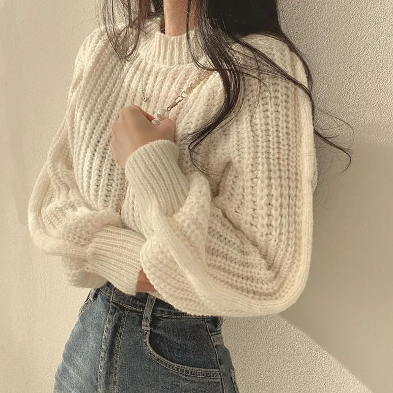 Loose Vintage Harajuku Lantern Long Sleeve Women Sweater Korean Autumn Winter Knitwear Soft Warm Tops Chic Solid Femme Sweater
Loose Vintage Harajuku Lantern Long Sleeve Women Sweater Korean Autumn Winter Knitwear Soft Warm Tops Chic Solid Femme Sweater