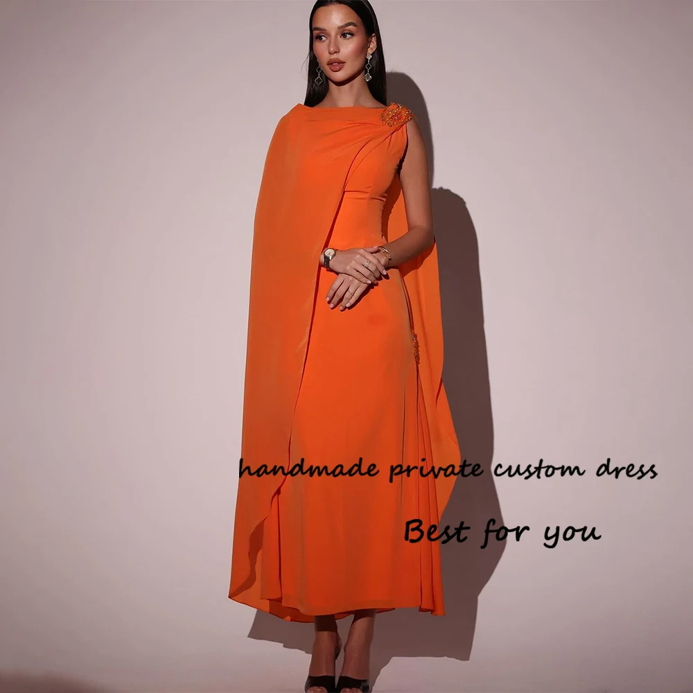 Orange Mermaid Evening Dresses One Sleeve Arabian Dubai Prom Dress Ankle Length Elegant Formal Occasion Gowns 2024
Orange Mermaid Evening Dresses One Sleeve Arabian Dubai Prom Dress Ankle Length Elegant Formal Occasion Gowns 2024