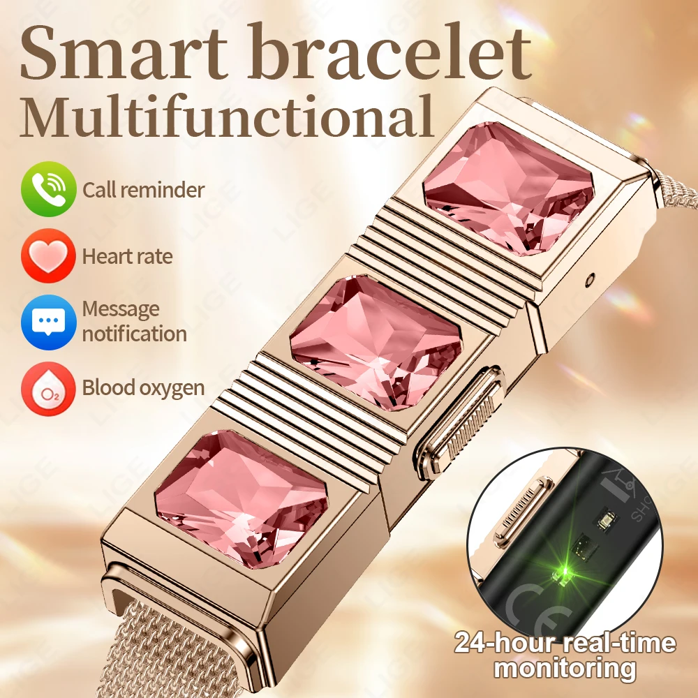 Fashion Rhinestone Smart Bracelet Health Tracker Sleep Heart Rate Monitor Sport Band Smart Watch 1ATM Waterproof For Android IOS
Fashion Rhinestone Smart Bracelet Health Tracker Sleep Heart Rate Monitor Sport Band Smart Watch 1ATM Waterproof For Android IOS