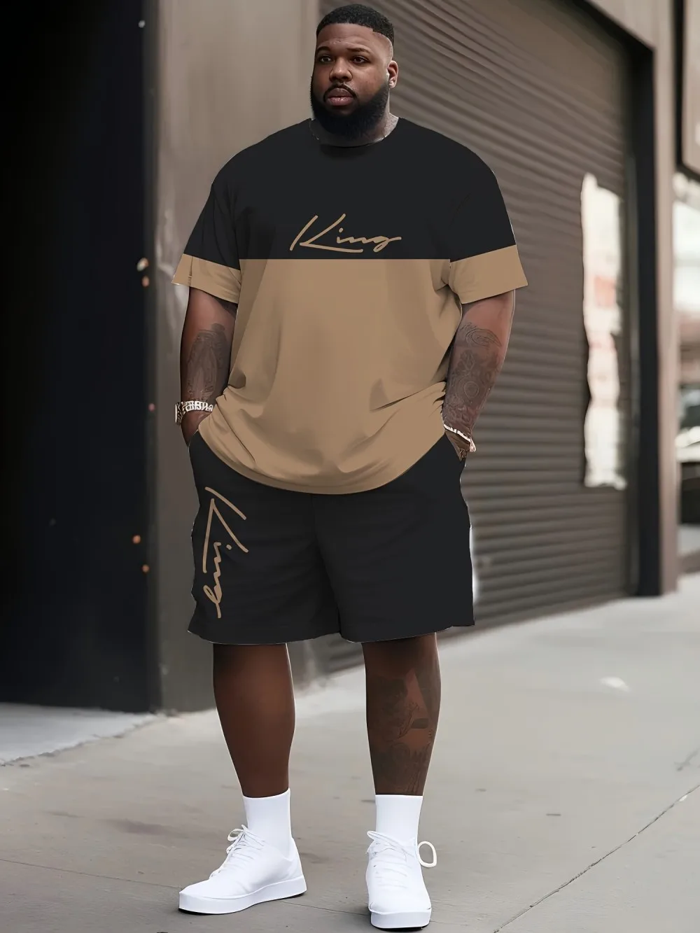 Men's contrasting king pattern printed T-shirt and shorts set fashionable and loose sports outdoor breathable two-piece set
Men's contrasting king pattern printed T-shirt and shorts set fashionable and loose sports outdoor breathable two-piece set