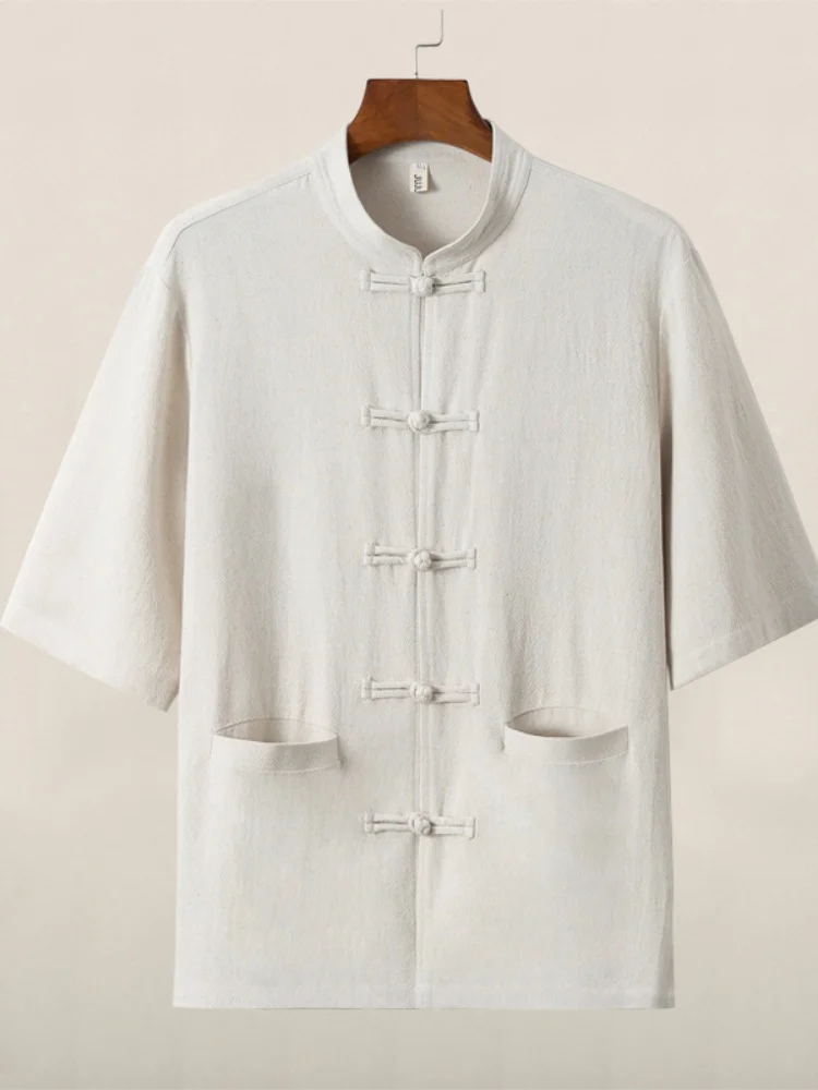 New Chinese Style Men's Shirt Linen Short Sleeve Retro Button Tang Suit Middle Aged Improved Hanfu Loose Fit Youthful Trend
New Chinese Style Men's Shirt Linen Short Sleeve Retro Button Tang Suit Middle Aged Improved Hanfu Loose Fit Youthful Trend