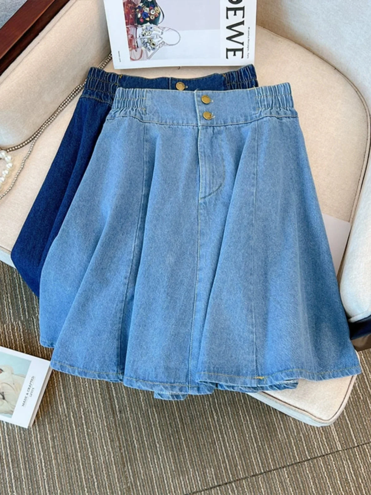 High Waist Denim Skirt Women Summer plus Size Slimming Design A-Line Short Skirt Elastic Waist Umbrella Skirt Korean Style
High Waist Denim Skirt Women Summer plus Size Slimming Design A-Line Short Skirt Elastic Waist Umbrella Skirt Korean Style