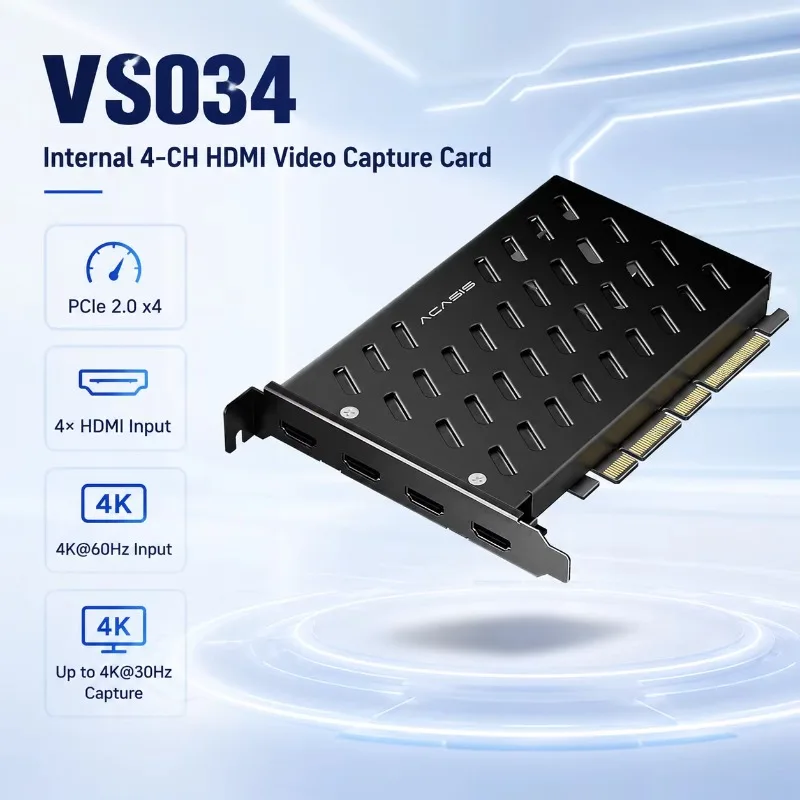 PCIe X4 4CH HDMI Capture Card 4K60 HDMI1.4 YUY2 Full Aluminum Internal PCI Video Capture Card
PCIe X4 4CH HDMI Capture Card 4K60 HDMI1.4 YUY2 Full Aluminum Internal PCI Video Capture Card