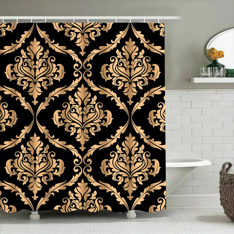 Luxury Floral Printed Shower Curtain Waterproof Bathroom Decor Black and Gold Damask Design, Size Customizable for Home Use (Bla
Luxury Floral Printed Shower Curtain Waterproof Bathroom Decor Black and Gold Damask Design, Size Customizable for Home Use (Bla