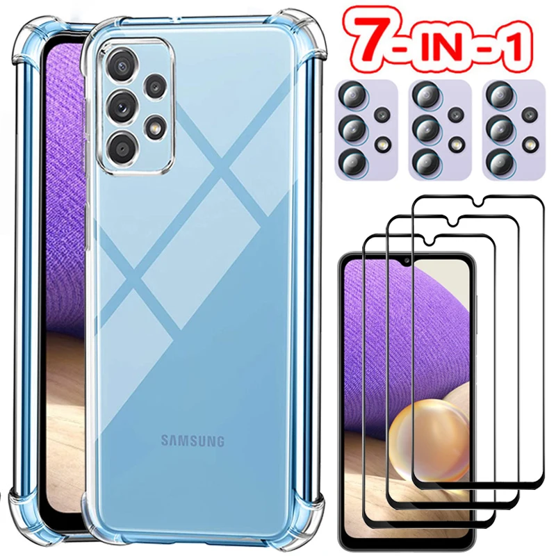 Silicone Case + Tempered Glass for A32 4G Soft Shockproof Clear Phone Cases A 32 5G Samsung Galaxy A32 Cover Samsung A32 5G
Silicone Case + Tempered Glass for A32 4G Soft Shockproof Clear Phone Cases A 32 5G Samsung Galaxy A32 Cover Samsung A32 5G
