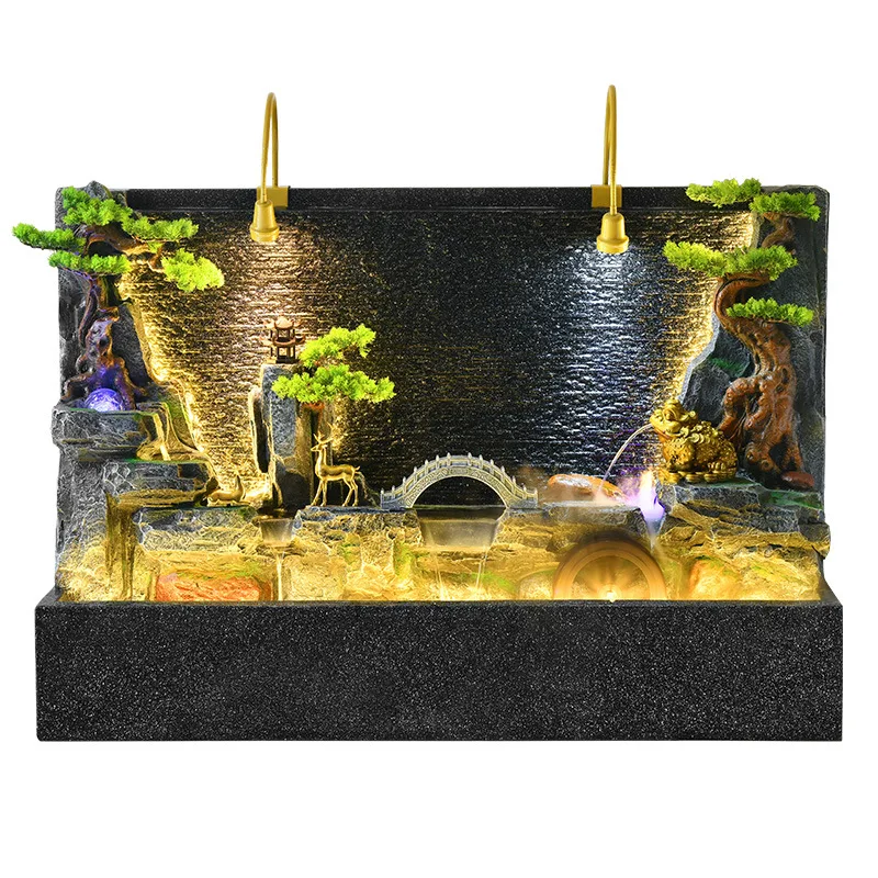 Chinese courtyard water curtain wall running water screen balcony indoor landscaping floor
Chinese courtyard water curtain wall running water screen balcony indoor landscaping floor