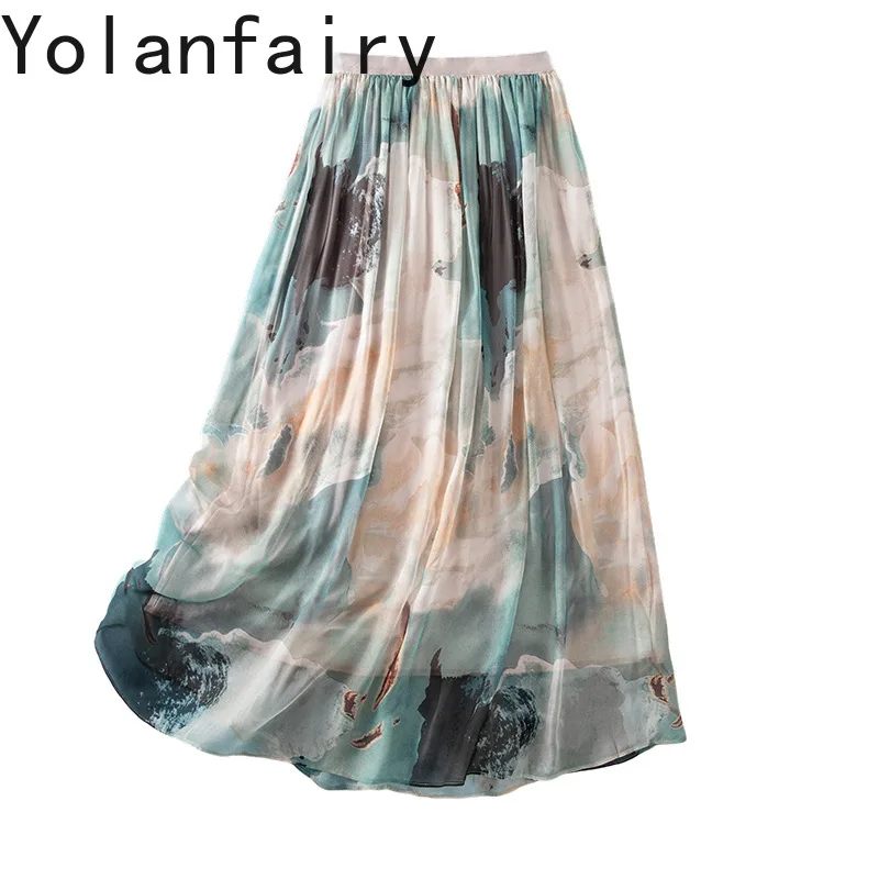 YOLANFAIRY Pure Mulberry Silk Skirts for Woman Summer Vintage High Waist Skirt Women Clothing Oil Painting Style A-line Skirt
YOLANFAIRY Pure Mulberry Silk Skirts for Woman Summer Vintage High Waist Skirt Women Clothing Oil Painting Style A-line Skirt