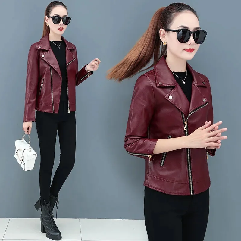 Women's Short Leather Jacket Spring and Autumn Korean Edition Fashion Versatile Casual PU Leather Jacket Locomotive Outwear
Women's Short Leather Jacket Spring and Autumn Korean Edition Fashion Versatile Casual PU Leather Jacket Locomotive Outwear