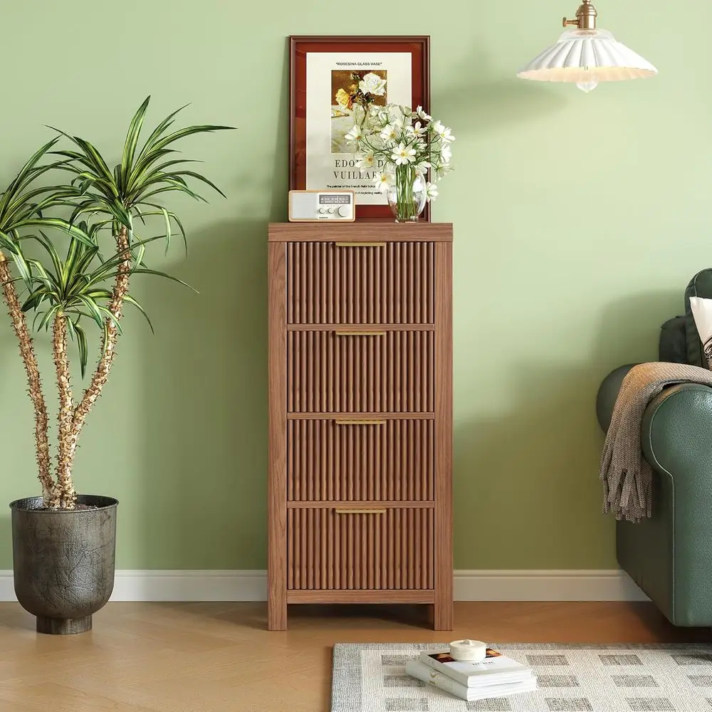 4-Drawer Tall Wooden Dresser with Entryway Storage Chest, Smooth Metal Handles, Ideal for Bedroom, Office, and Small Spaces, Wal
4-Drawer Tall Wooden Dresser with Entryway Storage Chest, Smooth Metal Handles, Ideal for Bedroom, Office, and Small Spaces, Wal